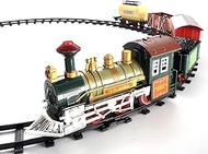 PowerTRC Continetal Express Train Playset with Light &amp; Sounds for Kids | Includes Train Head, Coal Tender, 3 Wagons (Passenger, Fuel, Animal) &amp; 11 Track Pieces (16 Pieses Set)