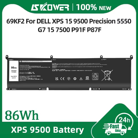 SKOWER 69KF2 Battery for Dell XPS 15 9500 9510 9520 Precision 5550 G15 5511 5515 G7 7500 P91F ALIENW