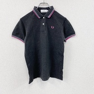 FRED PERRY短袖 polo 衫，帶刺繡標誌，黑色，L 碼，古著。