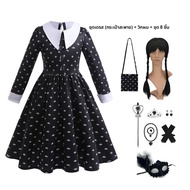 ชุดวันศุกร์สุดฮาสำหรับเด็กผู้หญิง Wednesday Cosplay ชุดเดรส ชุดวันฮาโลวีน ชุดเด็ก ชุดแฟชั่น ชุดเด็กผ