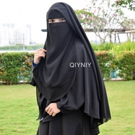 KHIMAR NIQAB PURDAH HITAM PUTIH LABUH MURAH by QIYNIY