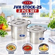 JVH Silverline Stockpot Regular Made in India 2PCS 4PCS Set or Individual 4QT 6QT 8QT 12QT 16QT 20QT