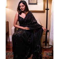 [PRE-ORDER] PREMIUM Z BLACK FOR PARTYWEAR SAREE & BLOUSE WITH HEAVY SEQUENCE WORK [DELIVERY TIME 12 