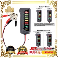 🔥ROYALE🔥 Alat Test Bateri Alat Cek Bateri 12V Digital Battery Alternator Tester 6 LED Lights For Car
