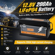 PowMr 12.8V 200Ah LiFePO4 Battery Built-in M8 Smart BMS 4000 Cycles 10Y Service Life Max 4 Series Su