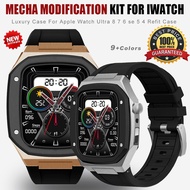 Modification Kit Metal Case Silicone Strap compatible for Apple Watch  45mm 44mm IWatch Series 9 8 7 6 5 4 SE