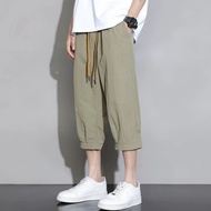 Ice Silk 7 Points Cropped Pants Men Summer Thin Loose 6 Six Points Shorts Sports 8 Points Eight Poin