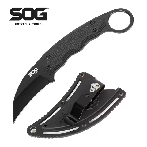 SOG GAMBIT BLACKOUT Fixed Blade Knife 2.6" 7Cr17MoV Stainless Steel Blade Outsoor Survival EDC Knive