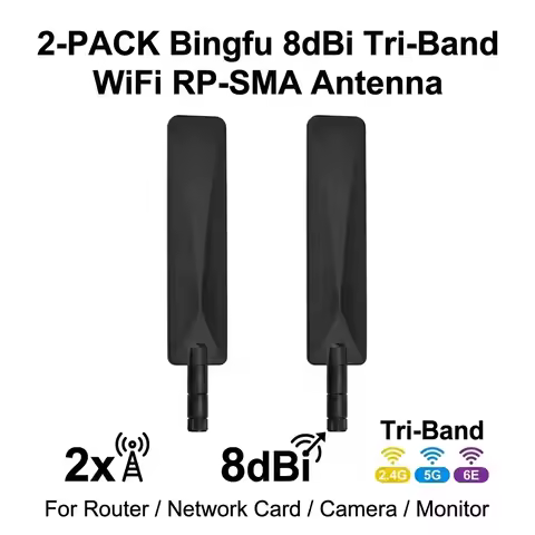 Bingfu 2pcs Tri-band WiFi 2.4GHz 5GHz 6E 8dBi MIMO RP-SMA Antenna for WiFi Router Wireless Network C