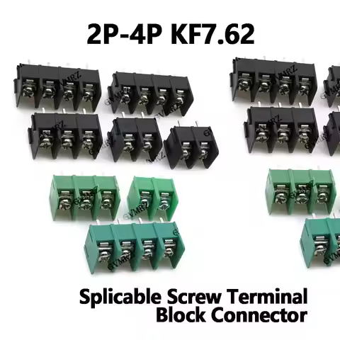 10PCS 2P-4P 3P 4P KF7.62 MG762-2 3 4 Pin Splicable Screw Terminal Block Connector Black Green 7.62mm