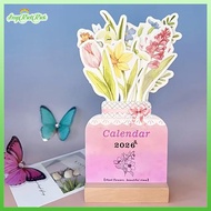 [ERHK-t] 2026 Bloomy Flowers Desk Calendar Mini Calendar Standing Desk Calendar Vase-Like Desktop Mo