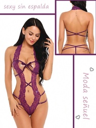 Lencería Sexy de Encaje con Correa Hueca y Transparente - Conjunto Seductor para Mujeres, Presentando Disfraces de Mujer y Conjunto de Lencería Encaje. Perfecto como Baby Doll o Body, Creando el Conjunto de Disfraces de Mujer más Atractivo. Deslumbra con Nuestra Lencería Sexy para Mujeres.