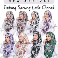 Tudung Instant Sarung Kain Shining Moss Crepe Dual Printed LAYLA Corak - Korean Mosscrep Free Size, 