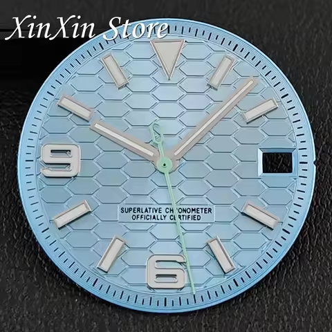 Sky Blue Land-Dweller Dial 28.5mm Watch Dial For NH35 NH36 Movement Land-Dweller Dial With Hands DIY