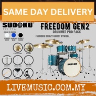 Sudoku Freedom Gen2 Acoustic Drum Set with Sudoku Crazy Ghost Cymbals, Throne, Pedal - Drummer Pro P