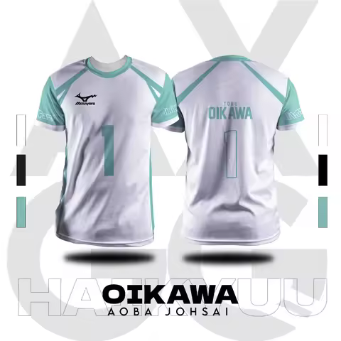 Bandai Haikyu!! Aoba Johsai Volleyball Team Jersey Oikawa No.1 Cosplay T-Shirt Summer Breathable Qui