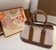 Hermes Mini Garden Party 帆布 金棕色