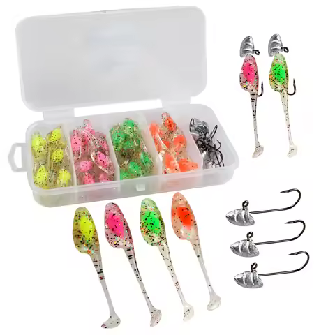 JOHNCOO 5cm 0.8g T Paddle Tail Shad Ajing Fishing Lure Rockfish Rubber Soft Lure Artificial Bait Bas
