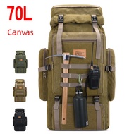 beg bag sekolah Ransel perjalanan kanvas percutian jarak jauh 70 liter