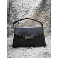 Smooth Black Leather Baguette Bag