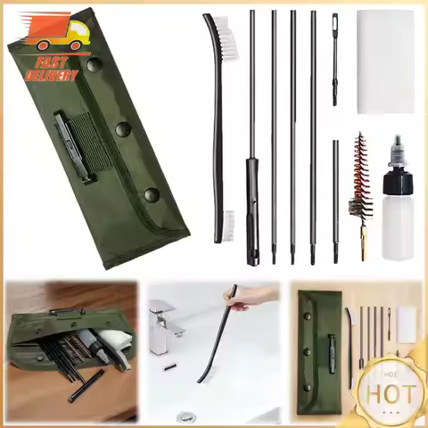 12pcs/Set Pistol Handguns Rod Cleaner Brush Tools with Pouch Rifle Cleaning Brush Kit Rifle Brushes