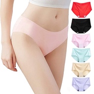 Women's ice silk panties Seamless panties One piece panties Breathable mid-waist sexy panties for wo