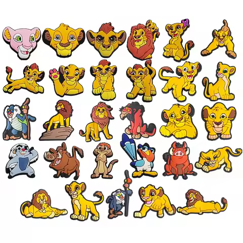 15/19/100pcs Lion King Simba Shoes Charms Cartoon Slides Clogs Sandals Decoration Shoe Accessories B