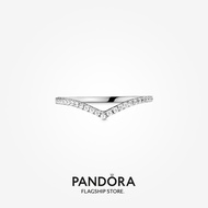 100% Original Pandora Sparkling Silver Wishbone Ring