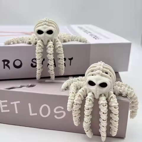 3D Printed Skull Octopus Statue Ornament, Cthulhu Myth Octopus Statue, Fully Flexible and Movable, G