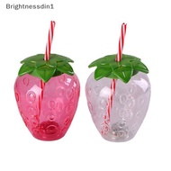 [Brightnessdin] 500ml Summer Cute Strawberry Straw Water Bottle Milk Coffee Straw Cup for Home Bq