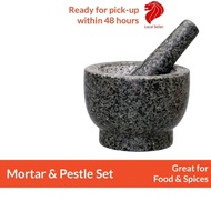 REAL GRANITE (No Plastic) Mortar and Pestle Set - Traditional and Authentic for kitchen.