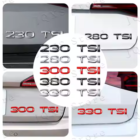 1Pcs 3D Metal Car Decor 300 330 380 280 230 TSI Emblem Badge Auto Bumper Trunk Sticker For Volkswage