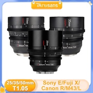 7Artisans 25mm 35mm 50mm T1.05 APS-C Cine Cinematic Manual Focus Large Aperture Lens For Mirrorless 