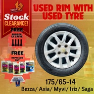 TAYARGO Used Rim Tyre 175 65 14 Used Tyre Kereta Car Tayar Kereta Murah Tayar Kereta 14 Used Rim 14