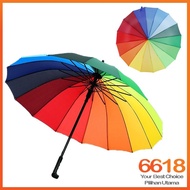 Big Payung Pelangi Payung Manual Perlindungan Anti-UV Matahari Dan Hujan Payung Pelbagai Warna Payun