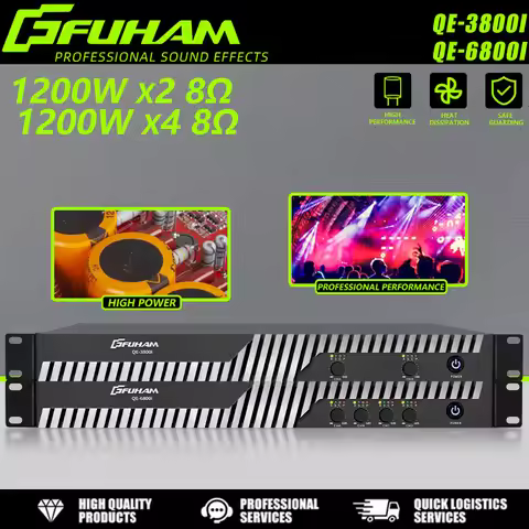 FUHAM QE-3800I Digital Power Amplifier 1200W 8 Ohm 1U 2/4 Channel Karaoke Stage Audio Microphone Spe