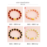 tomeiofficial store 佛珠手串 Sand Gold Pixiu Bracelet Long Not Fade Imitation Garnet Beads Female Real C