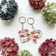 GANTUNGAN [Ready Stock] Hurif Initial Resin art Transparent Hydrared Flower Keychain, Ready AZ - Dec