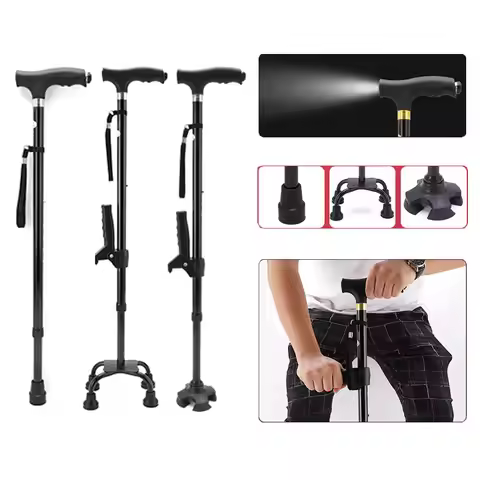 Safety Telescopic Stick Trusty Elderly Crutches Multifunctional Walking Stick Parents Cane Outdoor C