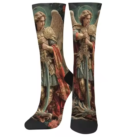 Mythical Angel Guardian Novelty Men's Socks Harajuku Retro Style Compression Socks Street Hip Hop Fu