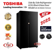 Toshiba GR-RS780WE-PGY(22) Side by Side Fridge Inverter Refrigerator 623L Black Glass Door