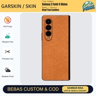 Galaxy Z Fold 4 Real Tan Leather Anti Scratch Protector Case | By Fusion | Code - F923