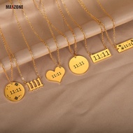 MAXZONE 11:11 Necklace Angel Number Charms 1111 Pendant Bar Necklaces For Women Men Heart Choker Sta