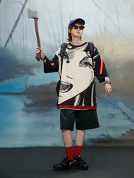 UNVESNO伊藤潤二短袖動漫聯名款夏季潮牌情侶富江T恤男 SWS-1358