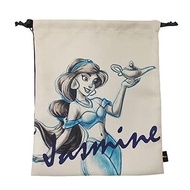 日本 DISNEY 阿拉丁 Jasmine 茉莉公主 米白拼深藍色帆布 索繩 收納袋