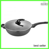 iGOZO EPSILON 32CM Non-Stick Premium Granite Stirfry Wok with Glass Lid