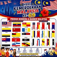 Bendera Malaysia & Bendera Negeri (3x6ft / 2x8ft / 2x4ft) / Banner Malaysia&Negeri / Malaysia Flag /