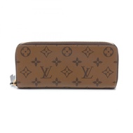路易威登 Portefeiulle Clemence Monogram Reverse 圓長皮夾 M82336 PVC 塗層帆布棕色二手女式