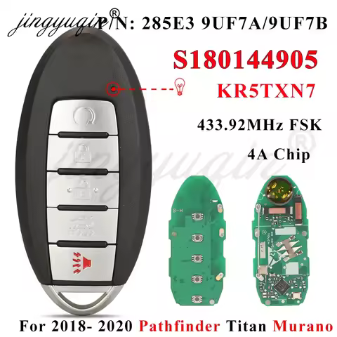 KR5TXN7 Smart Keyless Remtoe Car Key for Nissan Pathfinder Murano Titan 2018 -2020 433MHz 4A 285E3-9