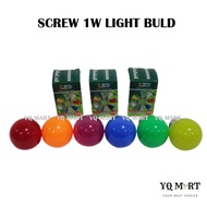Screw 1W Light Bulb/ Multi Color Selection/ Small Bulb